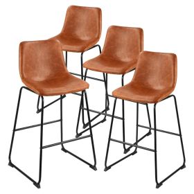 Bar Stool Set of 4, 26 inch Counter Height Stools, Modern PU Leather Counter Barstool with Backrest, Metal Legs, Easy Assembly Armless Bar Chair