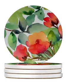 Connecticut Mountain Laurels in Watercolor Large Sandstone Coasters Pack of 4 Absorbent Round Coasters Decor Gifts for Men or Women, 4 in, Multic