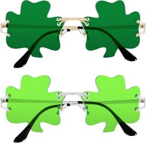St. Patrick's Day Sunglasses for Women Men, Irish Shamrock Sunglasses Green Four Leaf Clover Glasses Costume Party (Color: 2 Pack-shamrock Dark Green/Shamrock Light Green)
