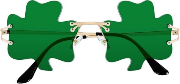 St. Patrick's Day Sunglasses for Women Men, Irish Shamrock Sunglasses Green Four Leaf Clover Glasses Costume Party (Color: Shamrock Dark Green)